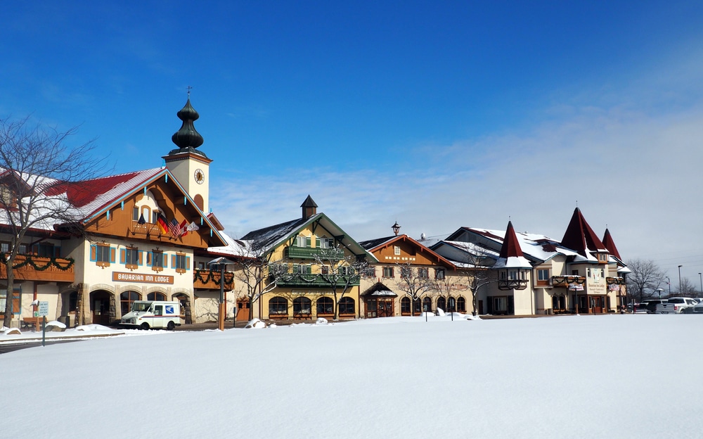 Things to Do in Frankenmuth, photo of the Bavarian town covered in snow